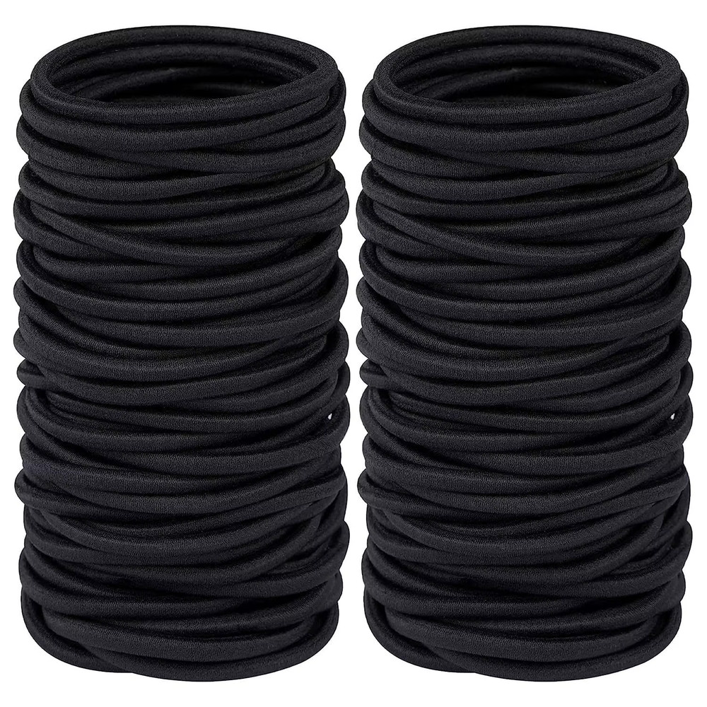 10/50Pcs 4Mm Mix Color Black No Damage Elastics Hair Ties Bands Leagues Pony Tai