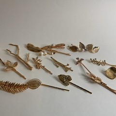 16 Gold Feather Leaf Flower Metal Hair Clips Bobby Pins New Free Shipping