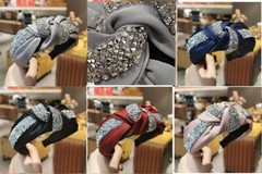 Women Rhinestone Headband Bling Padded Baroque Crystal Fashion Hair Band Party