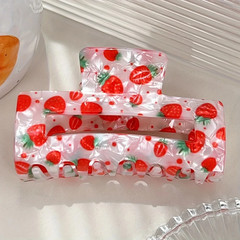 1Pc Elegant Hollow-Out Hair Clip Vibrant Fruit Design Anti-Slip Rectangular Hair