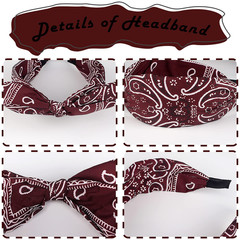 6Pcs Paisley Knotted Bow Headbands with Removable Rabbit Ears – Top Knot & Turba