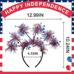 Patriotic Light up Headband Red White Blue Tinsel Star Headband 4Th of July Acce