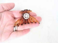 Smaller brown hair claw clip for fine, thin hair with crystals