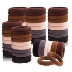 Hair Ties for No Damage, 100 PCS Soft Seamless Cotton & Nylon Elastic Ponytail H