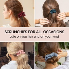 Satin Silk Scrunchies 6 PCS Elastic Hair Bands Ponytail Holder Scrunchy