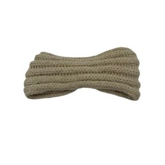 Twisted Knit Headband Pearl Embellished Beige Warm Winter Ear Warmer Outdoor