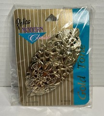 Vintage NOS PHILIPS Barrette Hair Clip Gold Tone Ornate Metal 4” #39019