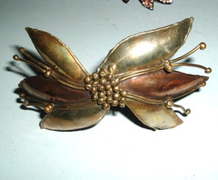 DESIGNER CRAFTED BRASS AND COPPER FLORAL 5″ HAIR BARRETTE