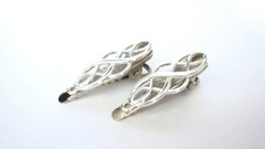 2 tiny small silver metal celtic infinity knot hair clip for fine thin hair