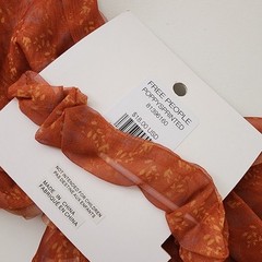 Free People Poppy Life Printed Large Bow Scrunchie Floral Orange Terracotta NWT