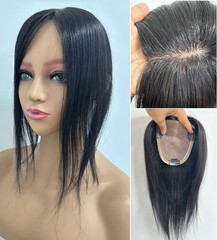 4″x4.7″Double Drawn Silk Top 100% Human Hair Topper Clip in 12″, Free Parting