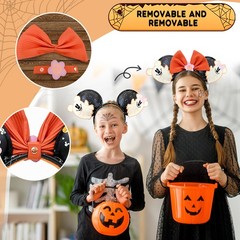 Disney-Park Halloween Ghost Mickey & Minnie Black Minnie Mouse Ears Headband