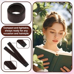 3 Pack Hair Bun Maker Set Brown Donut Bun Tool Foldable Snap Styling Wrap