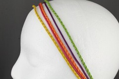 Faux leather 5-strand headband braided elastic stretch Orange Pink Green Purple