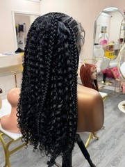 18” Half Braided 13*6 HD Lace Front Wig Human Blend