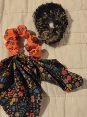 2 hair scrunchies one new hand sown