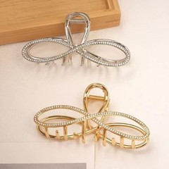 2-Pack Rhinestones Hair Claw Clip for 5 Count (Pack of 1), sliver and gold