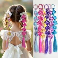 6 Pack Braided Hair Extensions, Colorful Pre-Braided Ponytail Hair Ties with