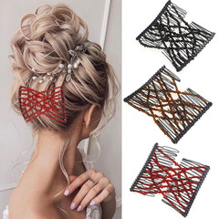 6 Pieces Magic Hair Comb Elastic Beaded Hair Clips Women Stretchy Bride Double