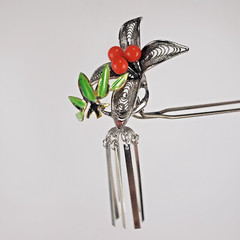 Kanzashi Japan Set Of 4 Colored Hairpins