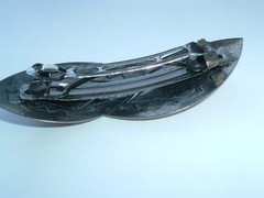 VINTAGE ART MODERNE ALUMINUM ENAMEL SPLATTER HAIR BARRETTE