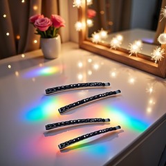 4Pcs Black Rhinestone Barrettes,Crystal Diamond Bobby Pin,Shiny Hair