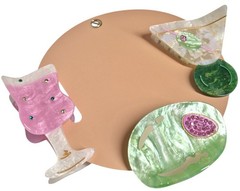 Anthropologie Olive You Cocktail Hair Claw Set of Three Green Pink Multi New