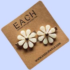 EACH Jewels Hair Clips Barrette Flower 2 Pack Mother of Pearl Color FABFITFUN