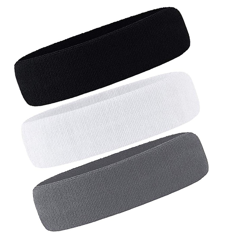 3 Pack Men & Women Sweatband Headband Terry Cloth Moisture Wicking for Sports…