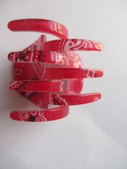 NWT FRANCE LUXE RED PAISLEY PATTERNED SMALL JAW – 1.5″ X 1″