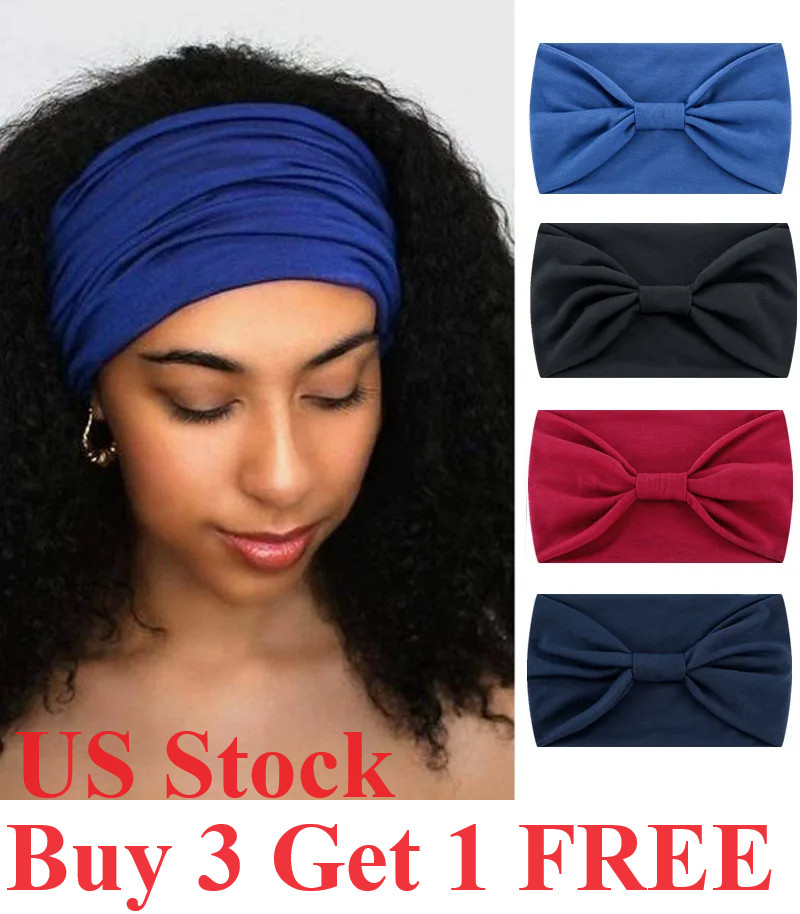 Wide Headband Women Hair Bow knot Turbans Head Band Make-up Sports Running