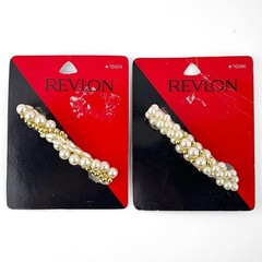 VTG 1993 Revlon Hair Barrette Pearl And Gold Beads New On Card NOS