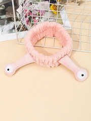 Cute Animal Ears Headbands with Fluffy Ball Soft Coral Fleece Elastic Hair Band