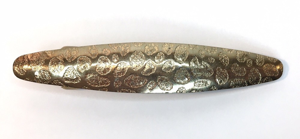 Vintage 1990’s Revlon Hair Barrette Textured Gold Tone