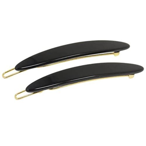 French Amie Narrow Oblong Small Set of 2 Hair Slide-in Barrette Clips