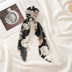 Fashion Leopard Print Bow Satin Long Ribbon Ponytail Scarf Hair Tie Scrunchies W
