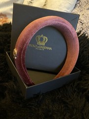 Dolce & Gabbana Burgundy Padded Headband Crown Theme Logo Accent