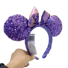 Rare Mickey Purple Silver Bow Sequins Disney’s Headband Ears US Stock