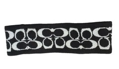 Coach Women’s Black/ White/silver Geometric Logo Headband Acrylic Wool Designer