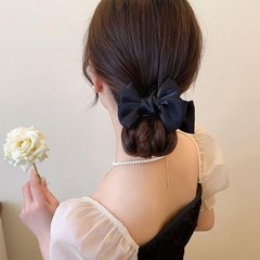 TUCEWP 2Pcs Modern Retro Bow Hair Clips for 1 Count (Pack of 2), Black, White