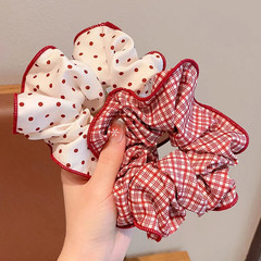2/3Pcs High End Red Cute Dot Plaid Scrunchies for Women Girls Soft Elastic Hair