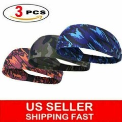 3X Mens Women Moisture Wicking Wide Non-Slip Sport Headband Sweatband Gym Yoga