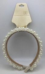 Noir Pearl Headband White Simulated Various Sized Pearls New