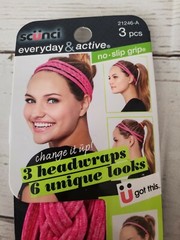 SCUNCI 3 PC STRETCH HEAD WRAPS Everyday & Active HAIR BANDS
