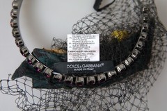 DOLCE & GABBANA Diadem Black Lemons Sicily Purple Crystal Net Headband 2200usd