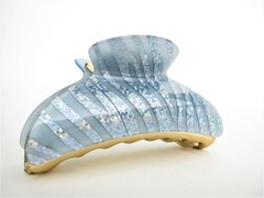 Art deco blue and multi color glitter sparkle hair claw clip for thick hair