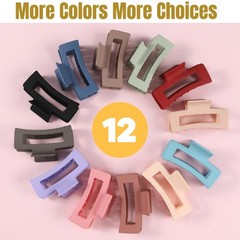 12 Pcs Square Hair Claw Clips for 1 Count (Pack of 12), Multi-Colors-3.5INCH