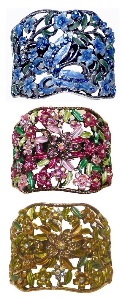 Set of 3 Crystal Flower Hair Holder Barrettes Metal Ponytail Hair clips YY900-5