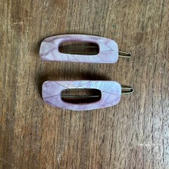 Vintage Y2K Plastic Pink Mother of Pearl Shell Look Hair Clip Accessories