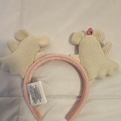 Pink & White Ghost Bow Headband, Solid Fabric Hair Accessory